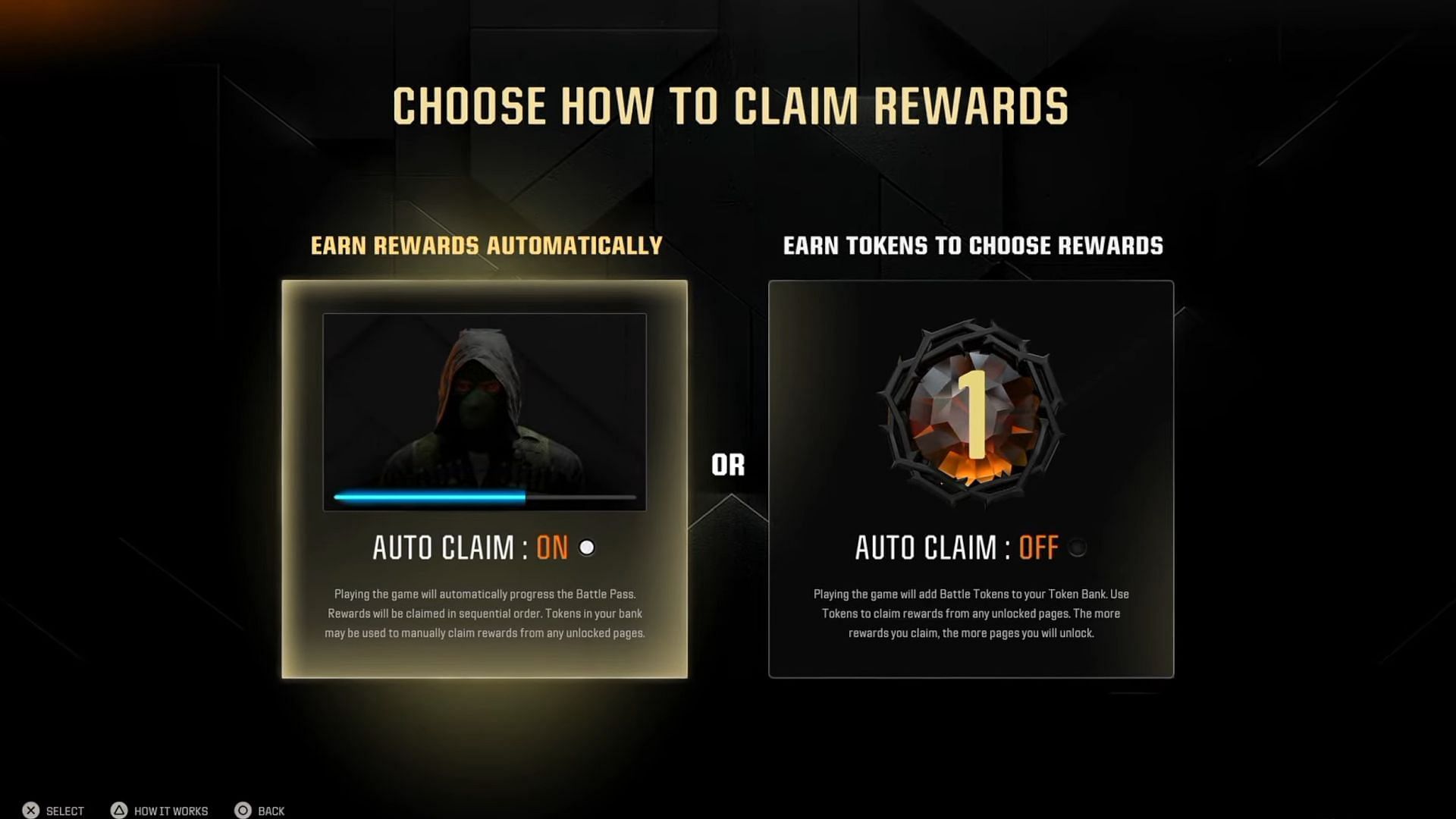 The auto-claim token option in Black Ops 6 and Warzone (Image via Activision)